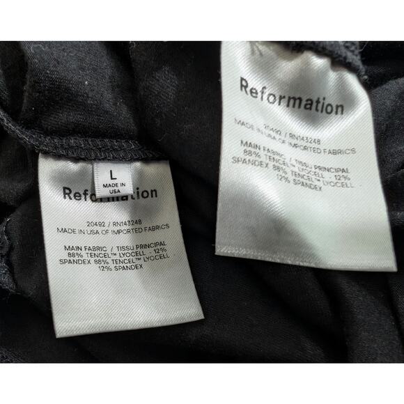 Reformation Top Skirt Set Black Rylan Two Piece Knit Twist Front Misses Size L - Picture 10 of 11